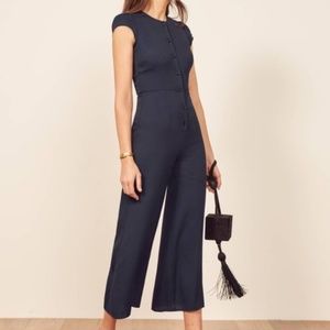 Reformation Marina Navy Jumpsuit Sz 2